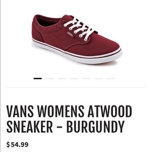 New Women’s Burgundy/Maroon Vans
